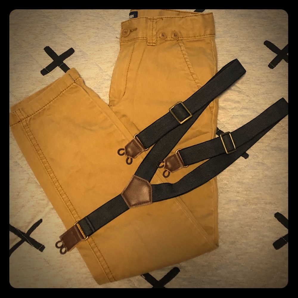 Boys Oshkosh Khaki Pants with Suspenders, Size 7